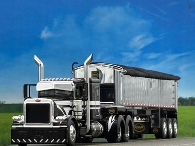 1/64 DCP PETERBILT 389 W/ 48'' FLAT TOP SLEEPER & MAC COAL DUMP TRAILER