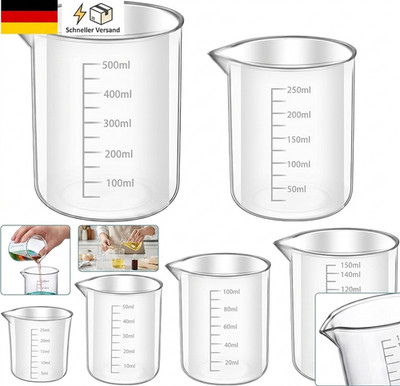 Messbecher Set 6 Stück Measuring Cups, Messbecher 25ml 50ml 100ml 150ml 250ml 50