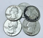 LOT OF 5 WASHINGTON SILVER QUARTERS 90% SILVER VARIOUS DATES #6549
