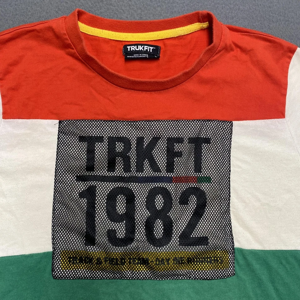 Camisa Trukfit Para Hombres Grande 1982 Atletismo Retro Patinador Gráfico Colorblock Camiseta Foto 2 de 4