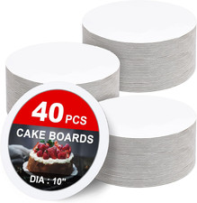 40 Pack 10 Inch Round Cake Boards White Cardboard Cake Circles for Displaying
