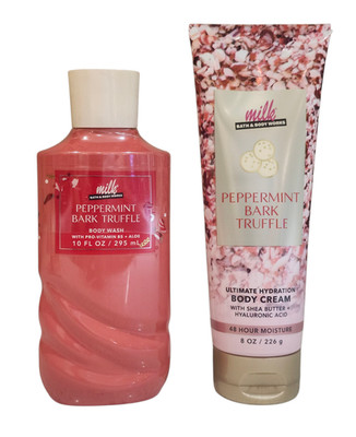 Bath & Body Works Milk Bar Peppermint Bark Truffle Body Wash Shower Gel + Cream