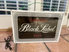 Double Sided Carling Black Label TV Beer Fiber Optic Bar Light up Sign 70's Rare
