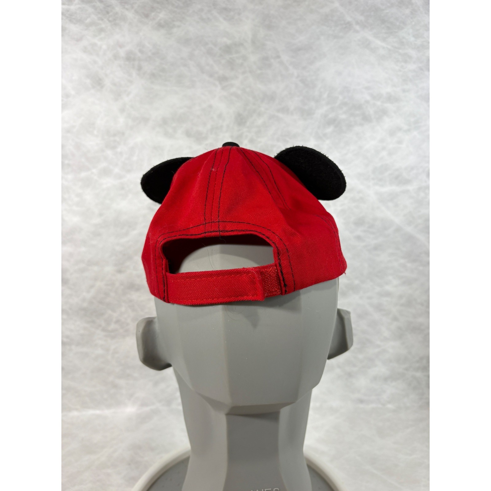 Disney Mickey Mouse Boys Red Black Baseball Cap Hat with 3D Ears Adjustable image 3