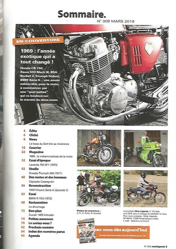 MOTO LEGENDE N°309 1969 ANNEE EXOTIQUE QUI A TOUT CHANGE / DRESDA 650 / LAVERDA - Picture 2 of 2