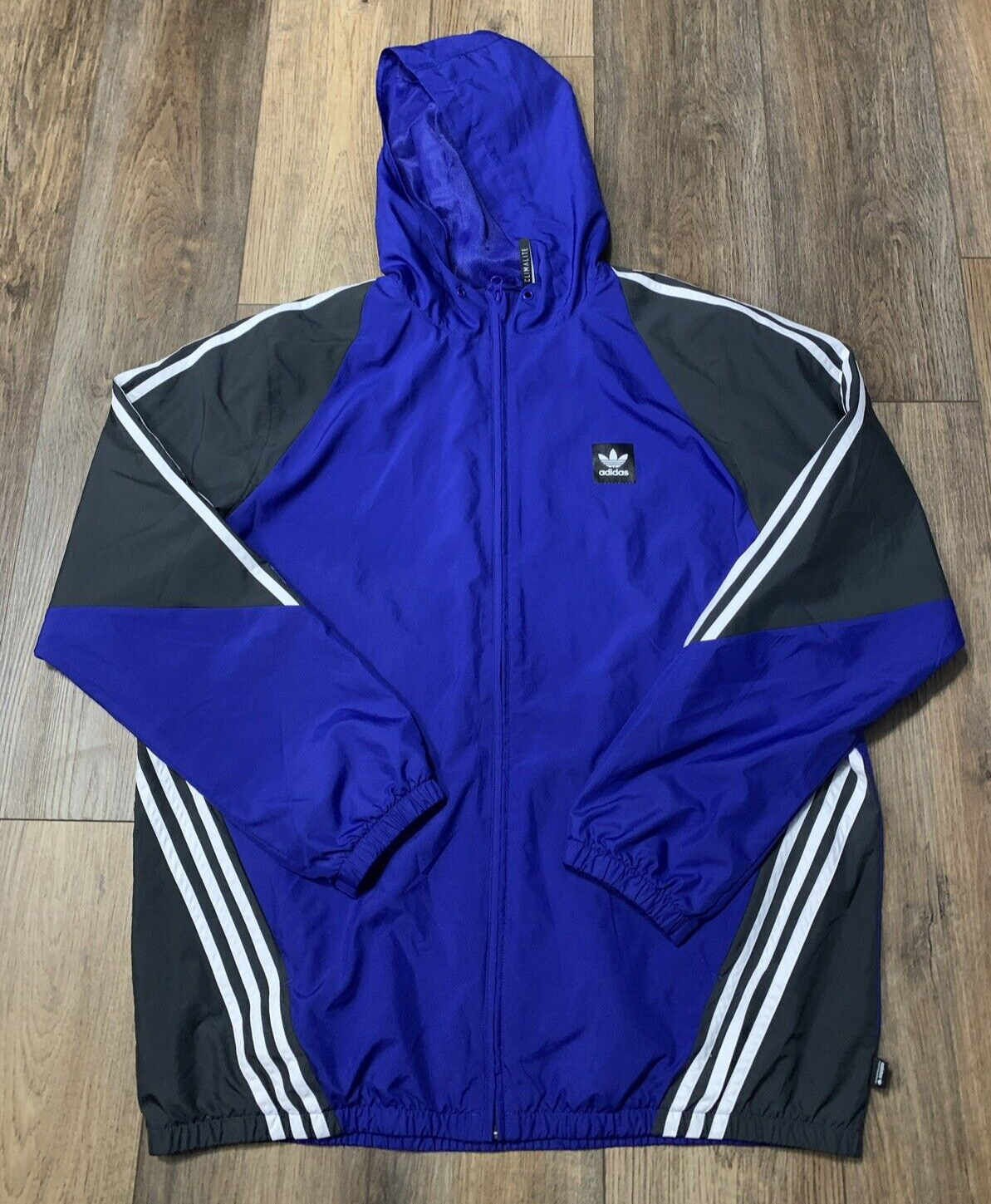 Adidas Originals Insley Windbreaker Jacket Mens XL Blue Black Hood Rare Y2K