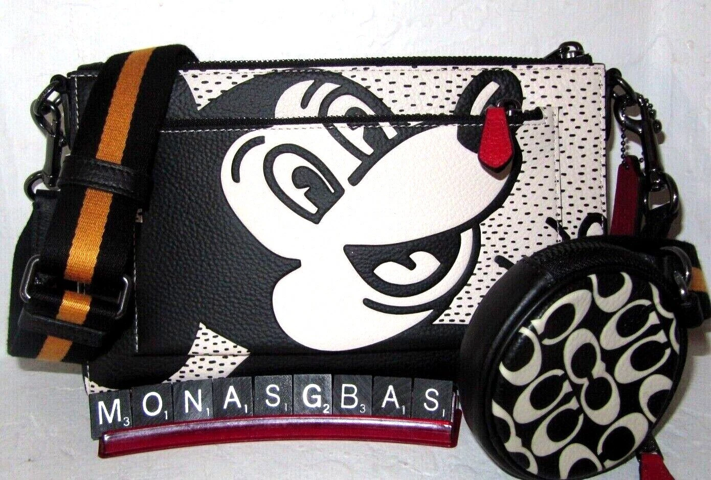 Borsa a tracolla Coach Nuova C6913 X Keith Haring Disney Topolino Hol Nuova con etichette $398