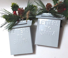 lot of 2 Christmas ornaments metal Mailbox Letters to Santa