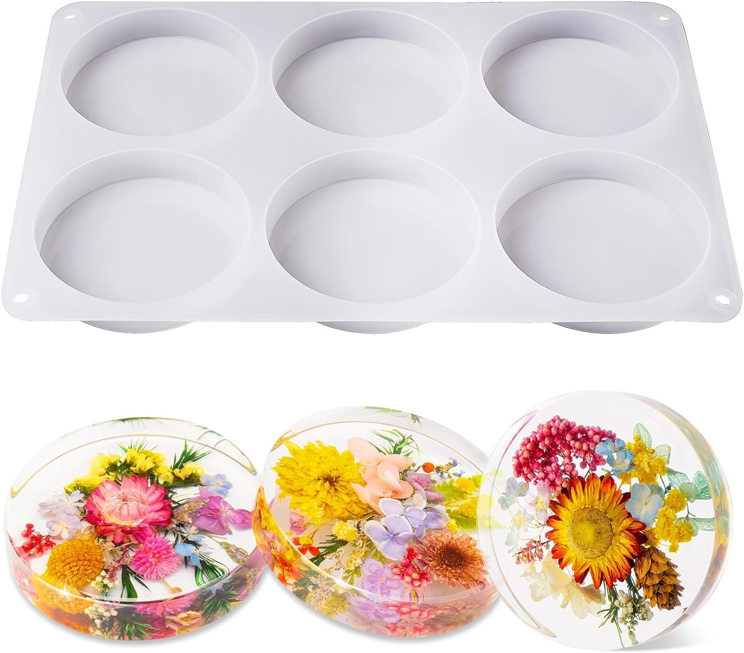 LET'S RESIN Extra Deep Coaster Resin Molds Silicone, Large 6 Cavity Silicone Mol