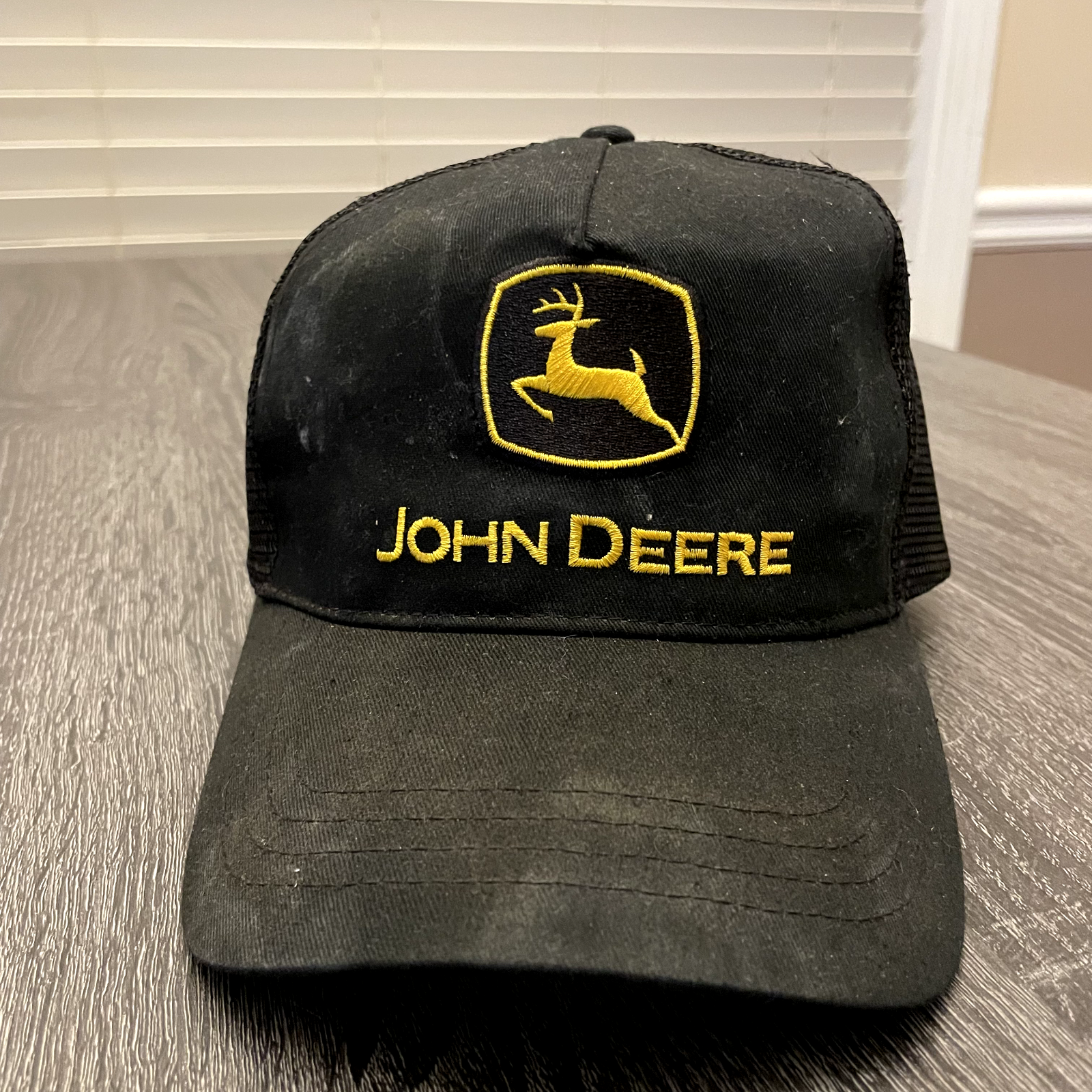 John Deere Logo Black Mesh Embroidered Trucker Snapback