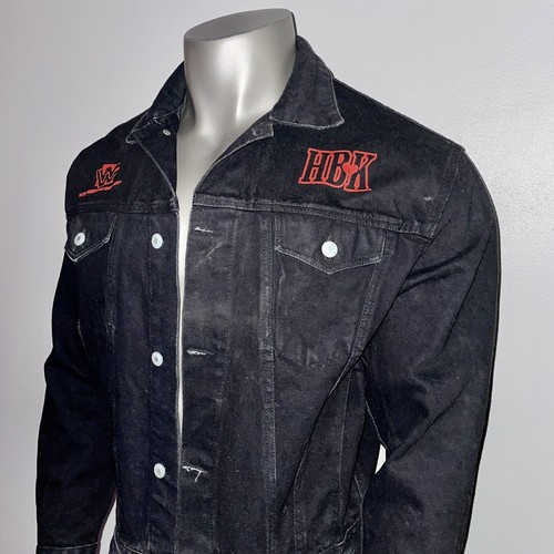 Vintage RARE! 1997 WWF Shawn Michaels HBK Mens Medium Black Denim Jean Jacket - Picture 3 of 10