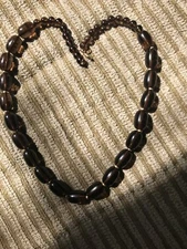 Smoky Quartz Graduate Bead 18” Gold Over Silver Lbstr Claw Clsp Necklace Jewelry