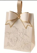 Geschenkbox Tasche mit Henkel  Faltschachtel Beige/gold 10 X 6,5 X 13 Cm