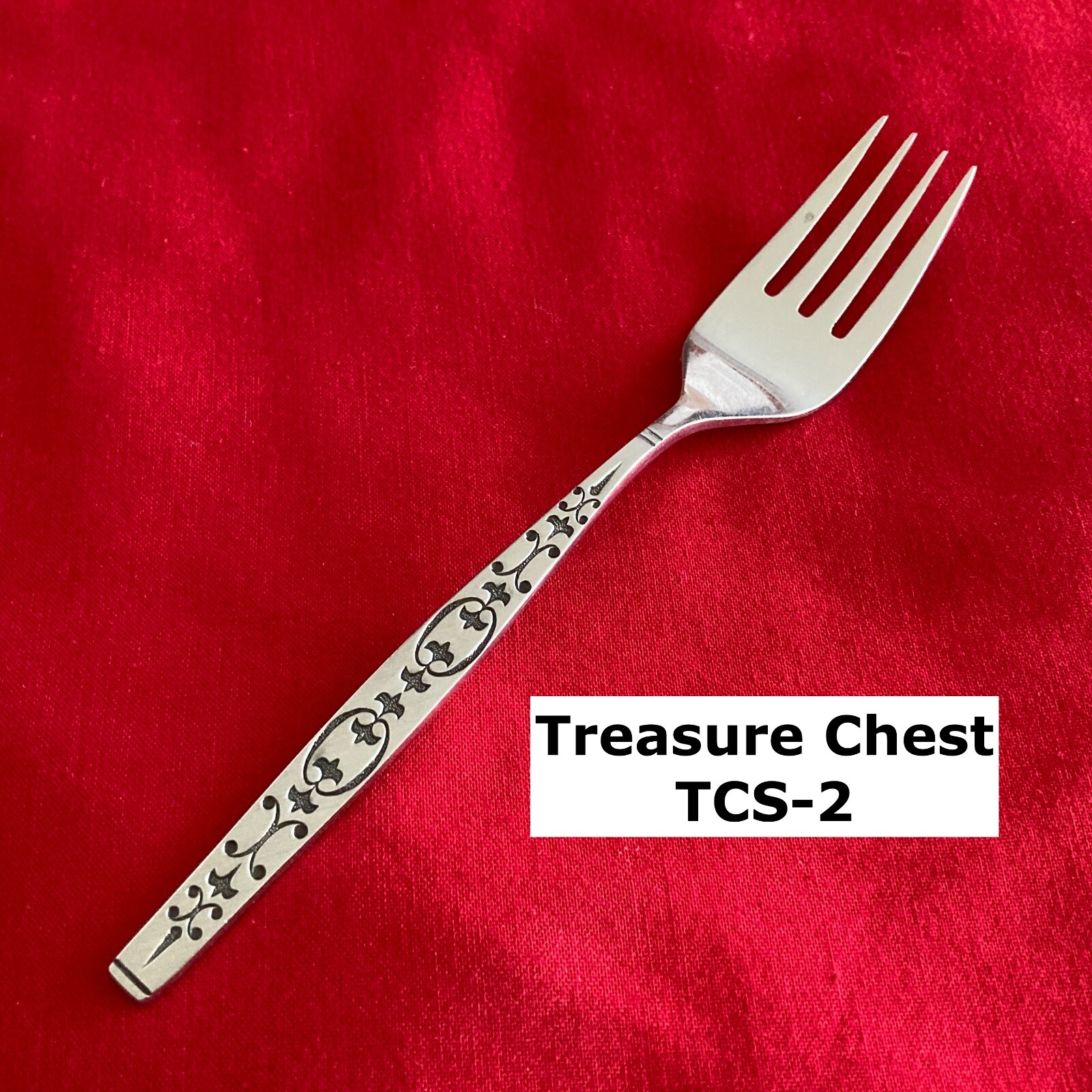 Treasure Chest TCS-2 Black Accent Salad Fork 6.25 Inch Stainless Steel Flatware Set