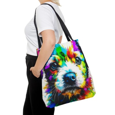 Color Splatter Cute Puppy Dog Tote Bag Perfect gift for dog lover on the go