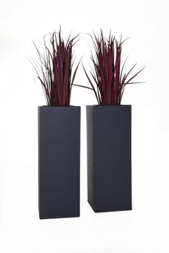 2er Set Pflanzkübel Blumenkübel Übertopf Zink VIVANNO BLOCK 80 cm, Anthrazit - Bild 6 von 7
