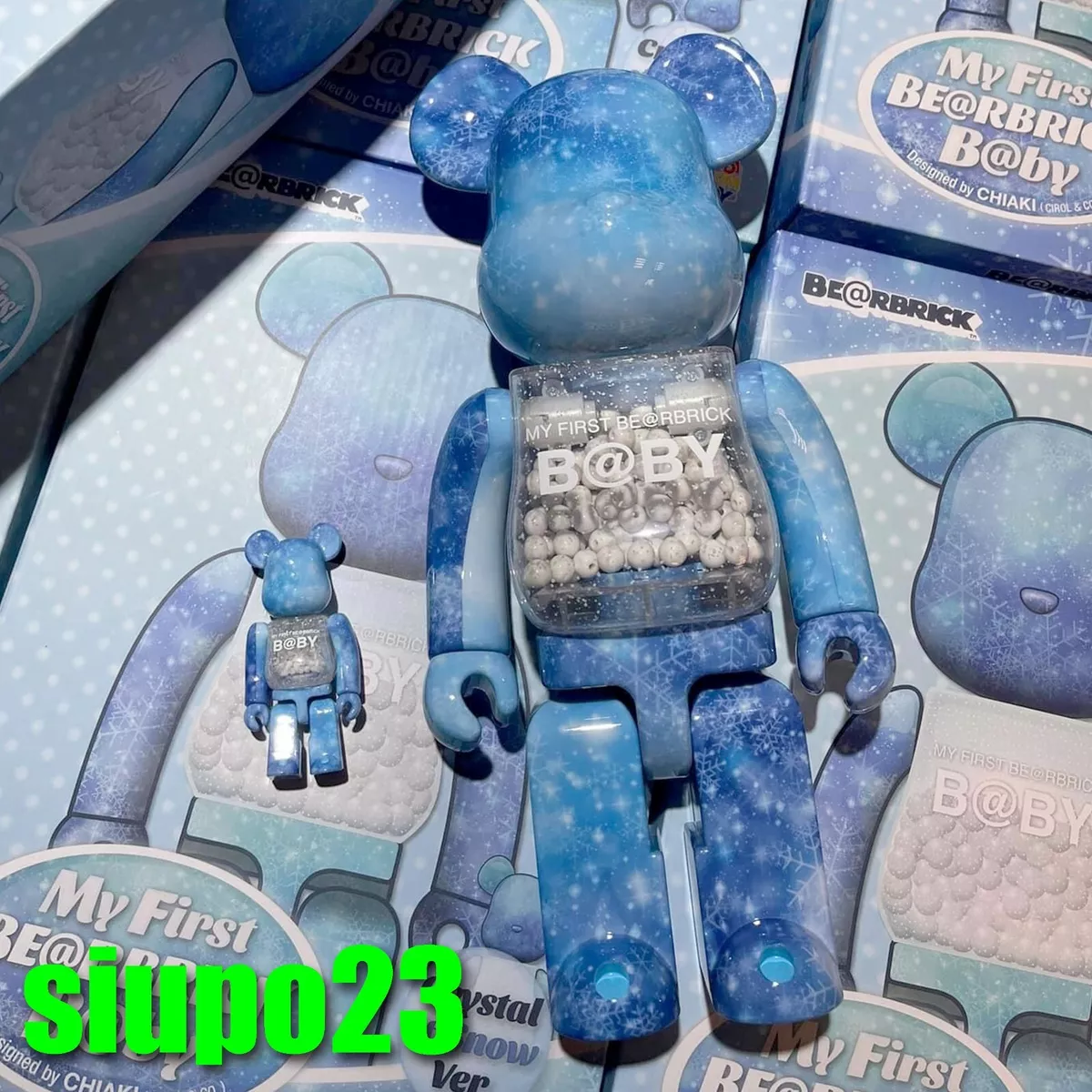 Medicom 400% + 100% Bearbrick ~ My First Baby Be@rbrick B@by Crystal of  Snow Ver