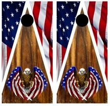 Patriotic Eagle American Flag Cornhole Board Wraps FREE LAMINATION #3582