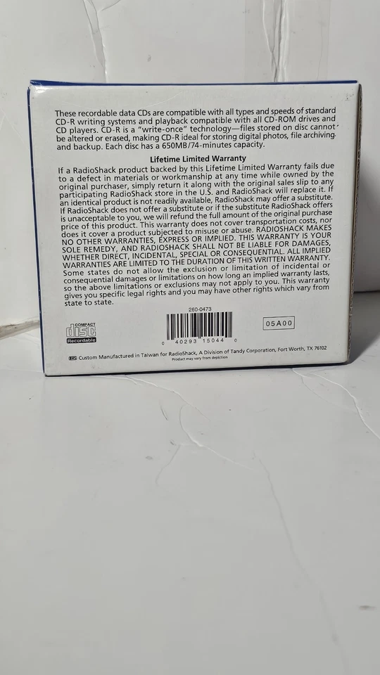 Recordable CD-R Data 5pack 650mb/74-min new sealed disks box has some wear - Image 3 of 4