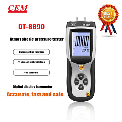 CEM DT-8890 Data Logger Differential Air Pressure Gauge Manometer Meter Tester K