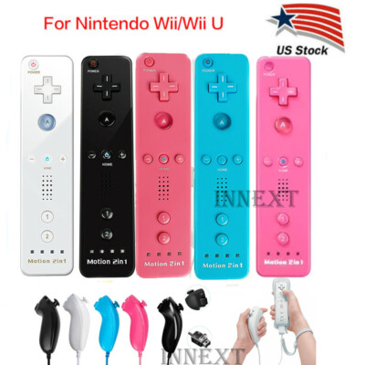 For Nintendo Wii & Wii U Remote Controller Built in Motion Plus /Nunchuck W/Case