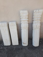 4 FREGI LEGNO SCOLPITI - 2 MEZZE COLONNE CON CAPITELLI E 2 FRAMMENTI PICCOLI