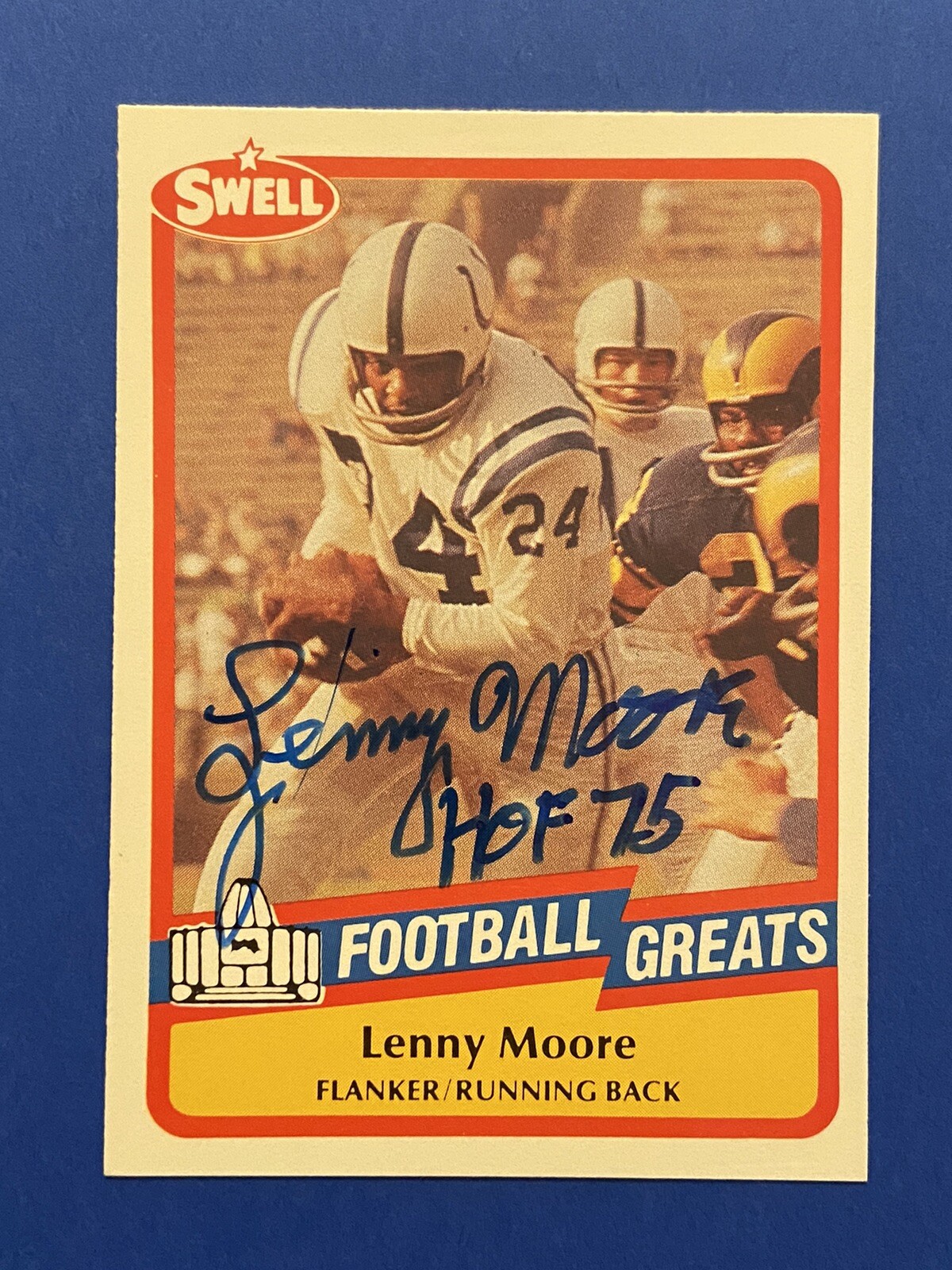 LENNY MOORE HOF Signed 1989 Swell Greats Balt. Colts Penn State ...