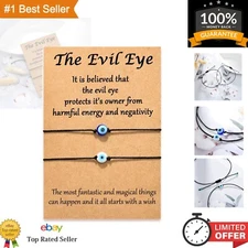 Waterproof Handmade Evil Eye Bracelet Set - Kabbalah Amulet for Positive Energy