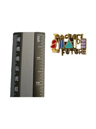 Enamel Teachers Shape The Future Pin, Lapel Pin, Pin Back, Brooch by REN Vintage - Picture 5 of 5
