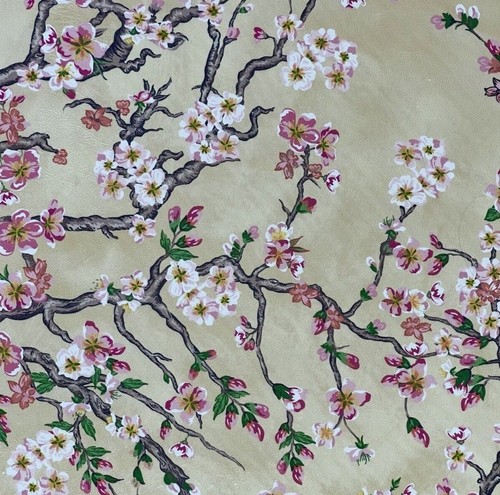 Cherry Blossom Tree Velvet Yellow Floral Fabric Almond Bloom Van Gogh Painting - Picture 5 of 16