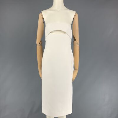 SAINT LAURENT Größe 2 Weiß Viskose Trägerlos Ausschnitt Cocktailkleid