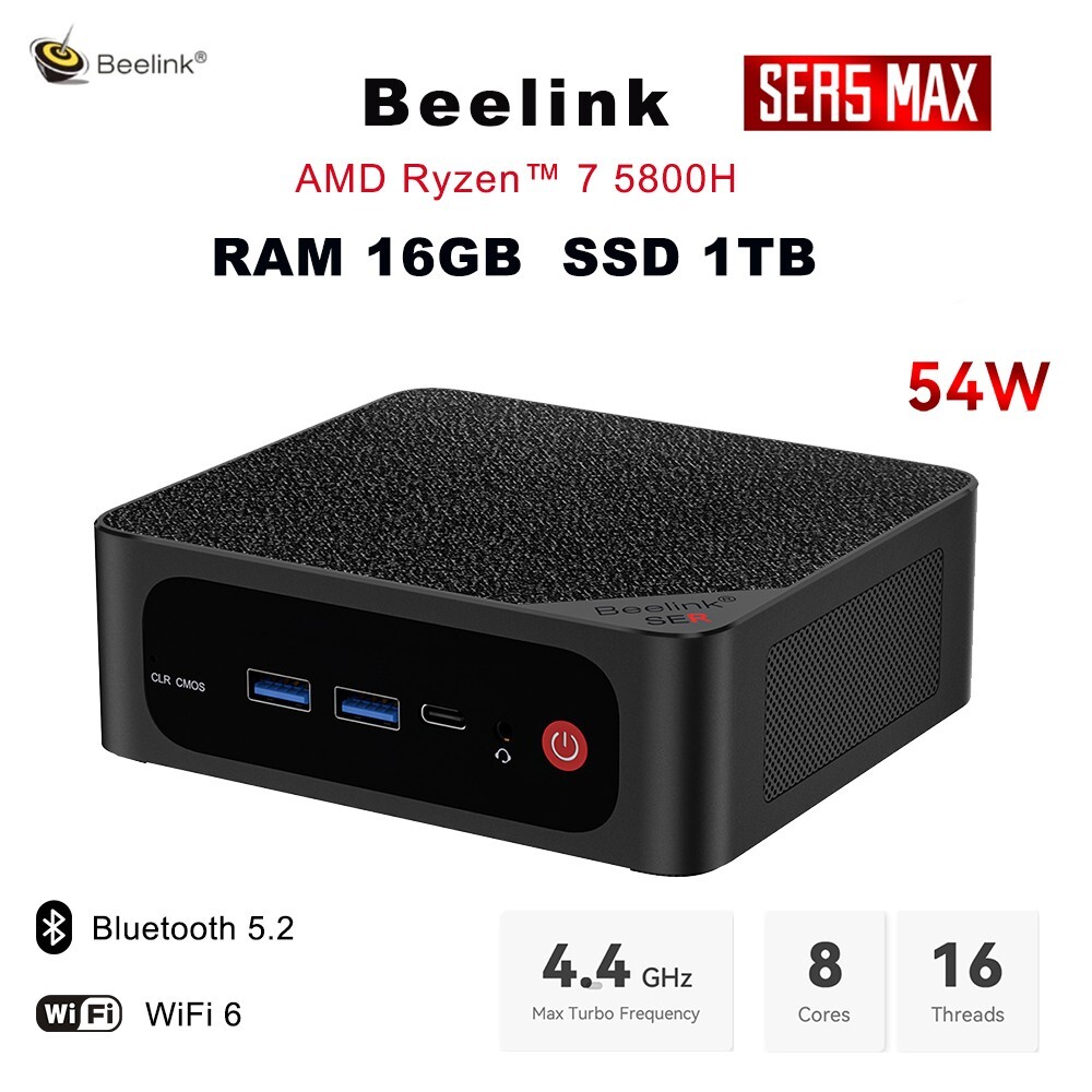 Beelink SER5MAX AMD Ryzen 7 5800H gaming office home mini pc 16GB 1TB WiFi6 pc