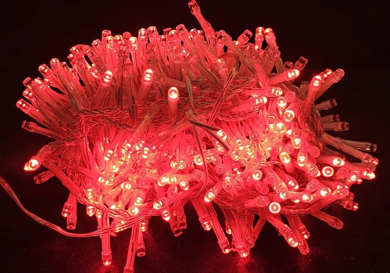 Catena Luci Natale 400 LED Interno Esterno Giochi di Luce Fredda Bianco e Rosso, fotografia 8 di 8