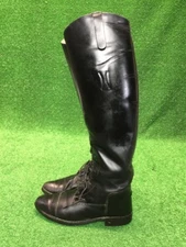 Vintage Handmade USA Womens 7.5 BLACK TALL EQUESTRIAN Leather RIDING DRESS BOOTS