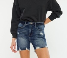 KanCan Denim Shorts, Size 7/27, NWT, Denim, Mid-Rise, Blair, Frayed Hem, Premium