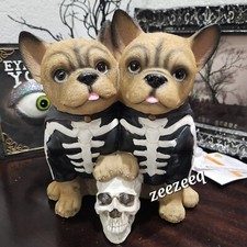 Humane Society Frenchie Bulldog Twin Skeletons Halloween light-up Figurine NWT