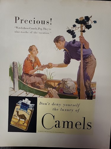 1930 Camel Cigarettes Fortune Magazine Print Advertising Sexist Precious! Boat