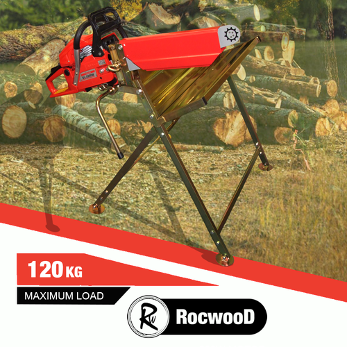 Saw Horse Log Holder RocwooD Metal Folding Wood With Pivoting Chainsaw