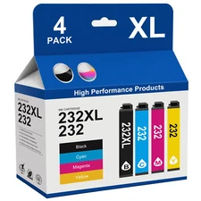 4Pc 232XL Ink Cartridge replacement for Epson WorkForce WF-2950 2930 XP-4205