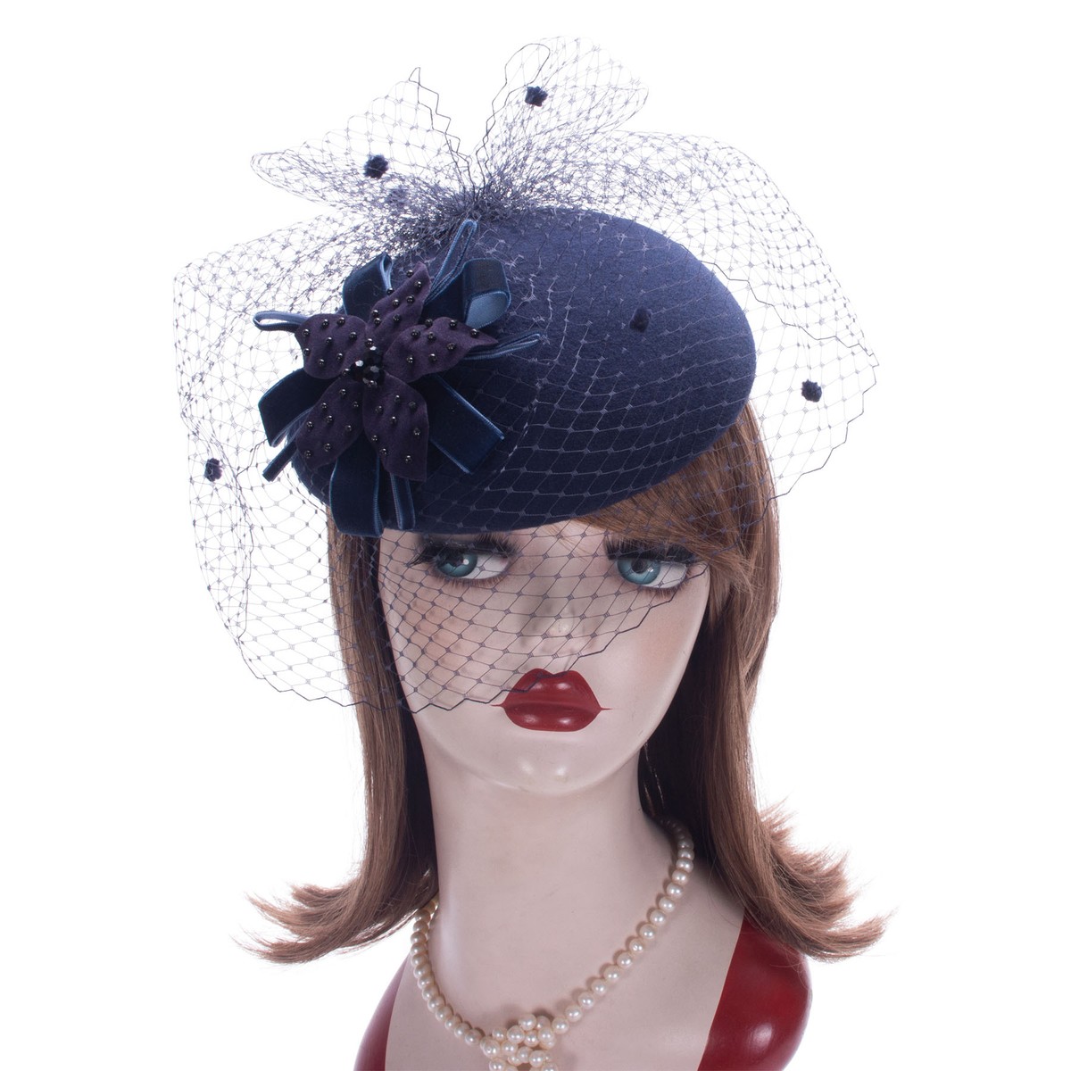 A052 Womens Vintage Look Felt Wool Fascinator Cocktail Beret  display picture 1