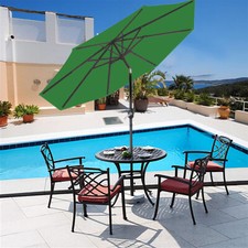 2.7m Aluminium Wind Up Garden Parasol Sun Shade Patio Outdoor Umbrella Green