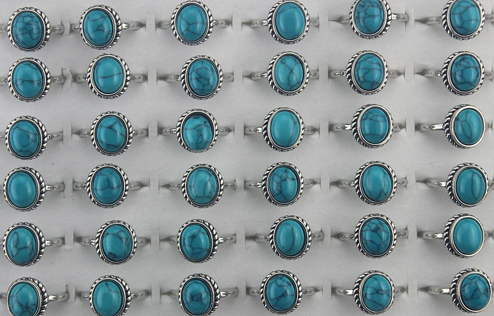 35 шт. оптовые лоты брелоки смешанные синий натуральный камень регулируемые кольца женские кольца - Изображение 2 из 4