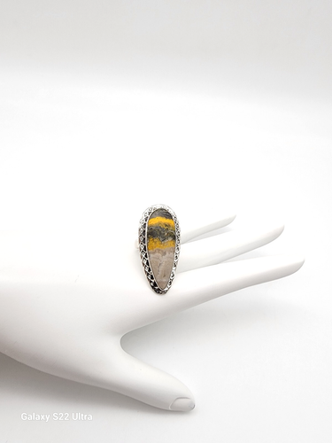 NEW BUMBLE BEE JASPER GEMSTONE IN 925 STERLING SILVER SZ.7 JEWELRY RING 10.2 GR! - Picture 5 of 5