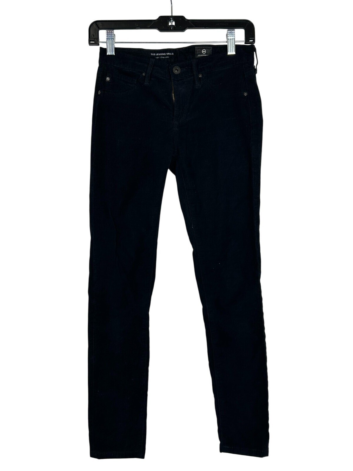 AG Adriano Goldschmied Womens The Legging Ankle Super Skinny Black Corduroy 24R