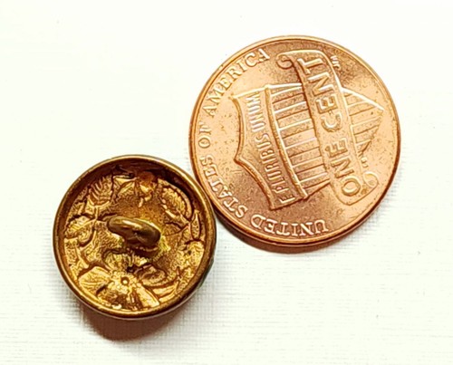 Antiguo botón de flor esmaltado en frío de latón dorado estampado de 1 pieza ~ más de 9/16" - Imagen 4 de 4