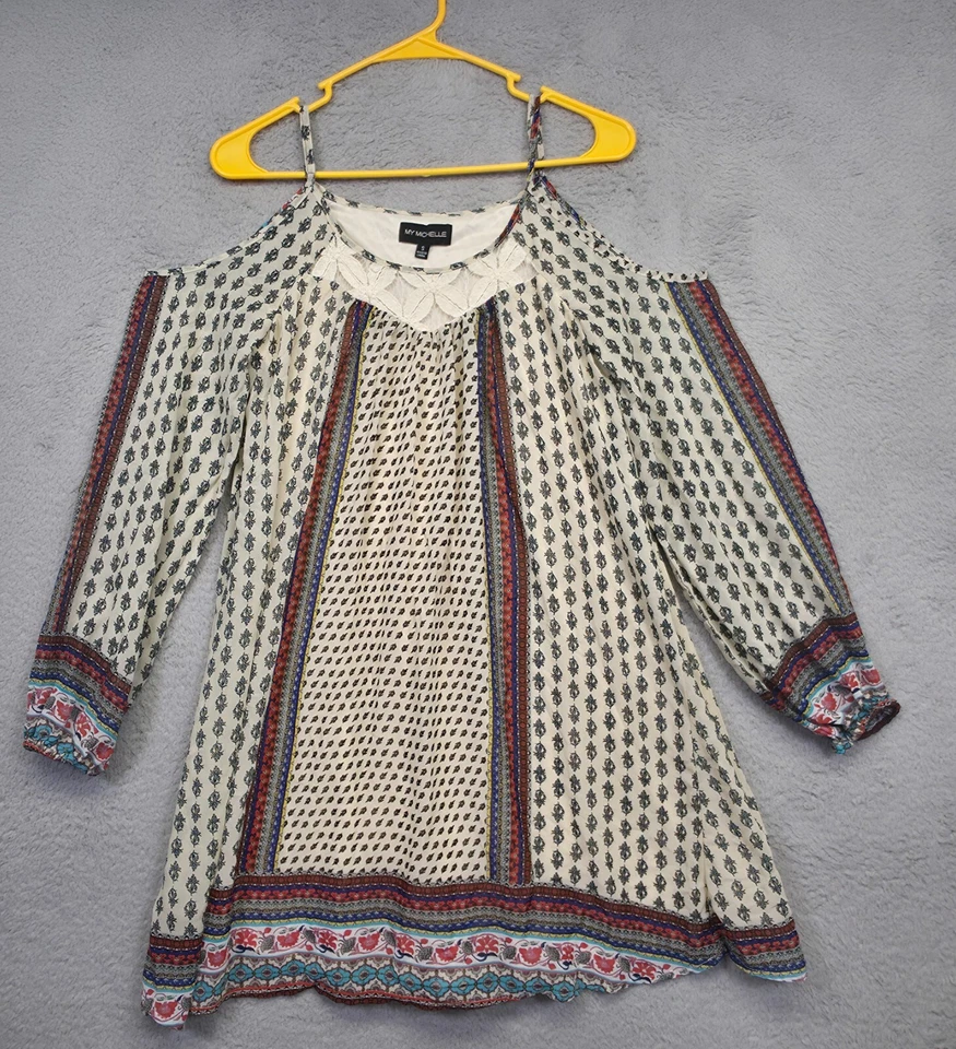 Vestido My Michelle Para Mujer S Hombro Frío Boho Campesino Corto Fluido Playa Coqueta Foto 2 de 4