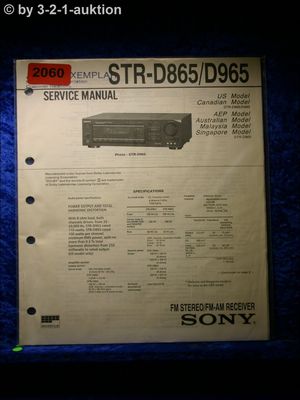 Sony Service Manual STR D865 / D965 Receiver  (#2060)