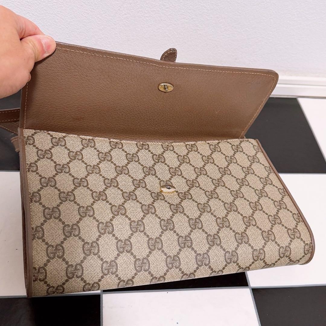 GUCCI GG Shoulder Bag PVC Leather Beige Brown Gold Hardware Logo From Japan thumbnail 9