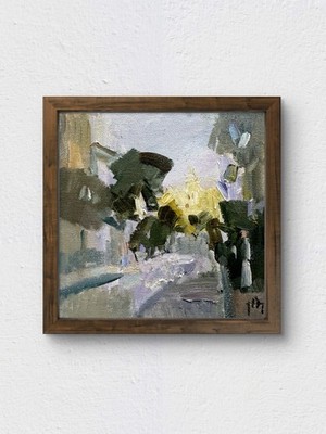 Sunset In Madrid 6x6 Oil Painting Spain Fine Art Wall Decor