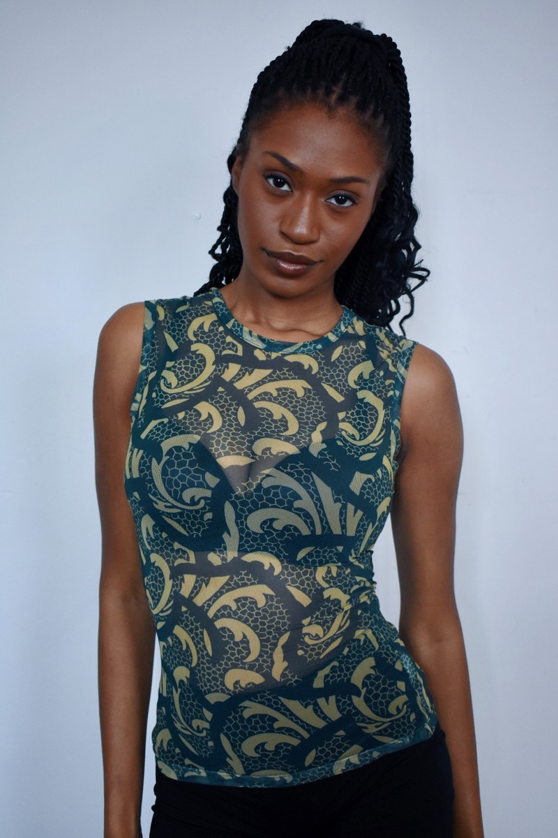 Dries Van Noten Printed Sleeveless Mesh Top | eBay